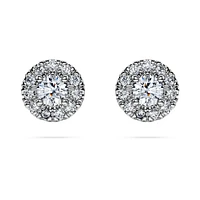 Eternity halo stud earrings, Lab-grown diamonds 0.45 ct tw, Round shape, Sterling silver by SWAROVSKI