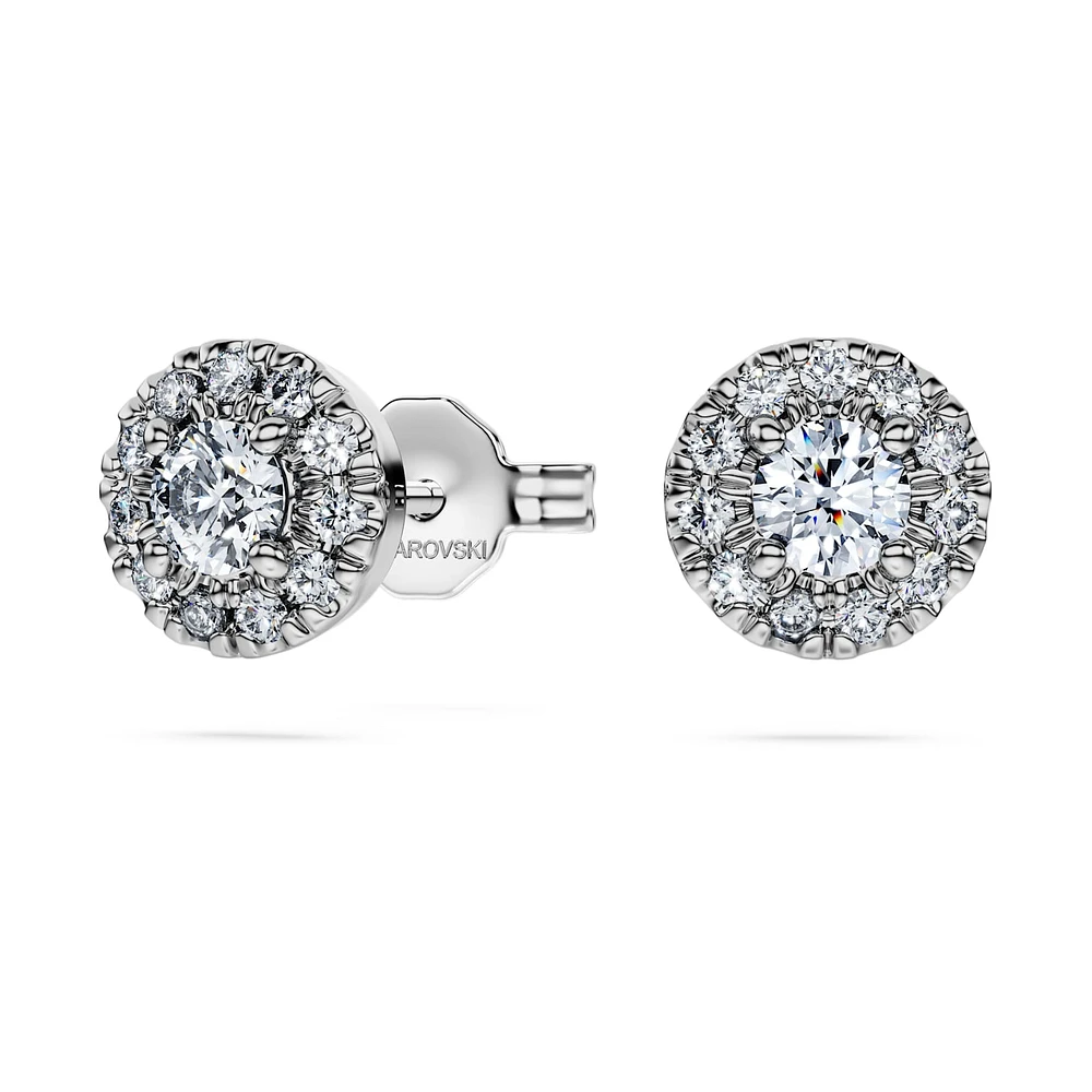 Eternity halo stud earrings, Lab-grown diamonds 0.45 ct tw, Round shape, Sterling silver by SWAROVSKI