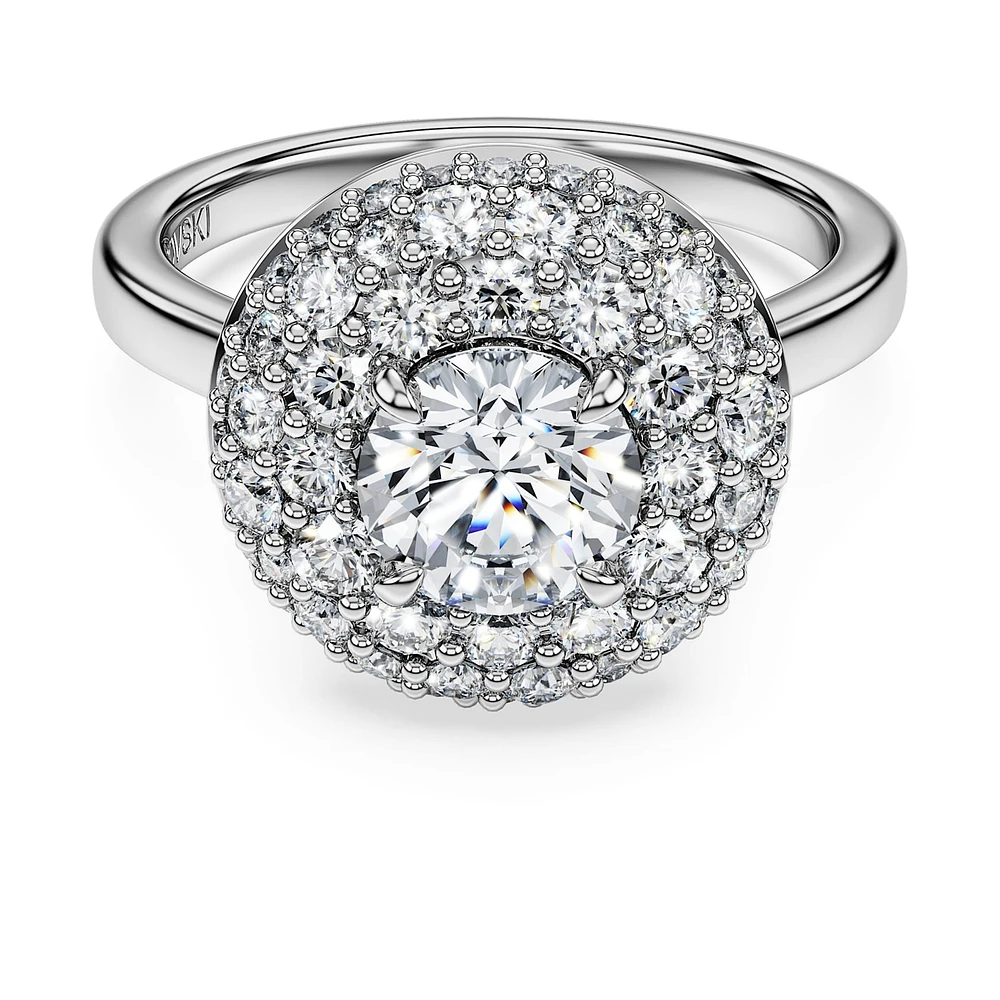 Eternity halo solitaire ring, Lab-grown diamonds 2 ct tw, Round shape, 14K white gold by SWAROVSKI
