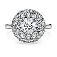 Eternity halo solitaire ring, Lab-grown diamonds 2 ct tw, Round shape, 14K white gold by SWAROVSKI