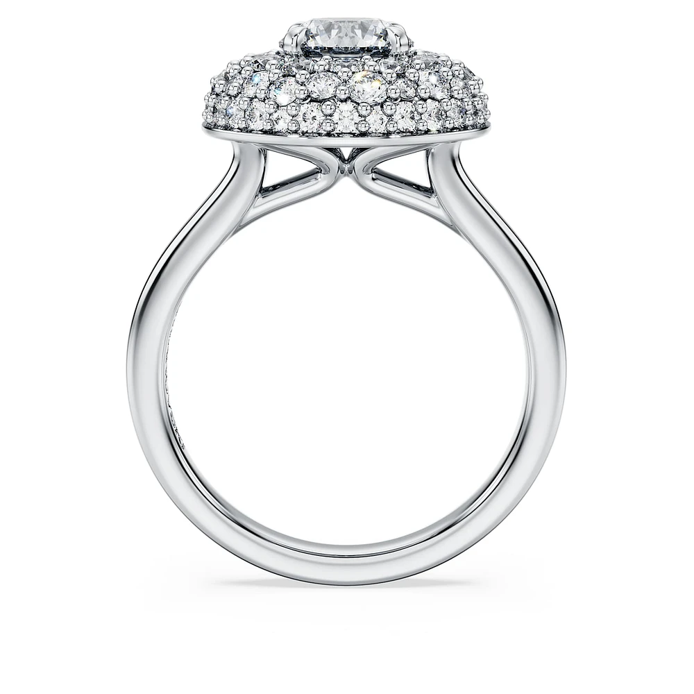 Eternity halo solitaire ring, Lab-grown diamonds 2 ct tw, Round shape, 14K white gold by SWAROVSKI