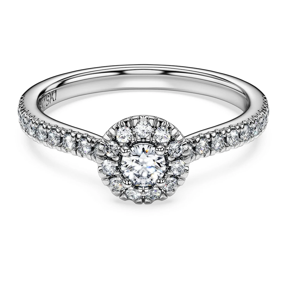 Eternity halo solitaire ring, Lab-grown diamonds 0.45 ct tw, Round shape, Sterling silver by SWAROVSKI