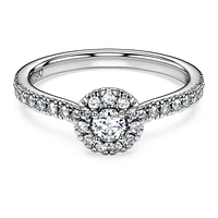 Eternity halo solitaire ring, Lab-grown diamonds 0.45 ct tw, Round shape, Sterling silver by SWAROVSKI