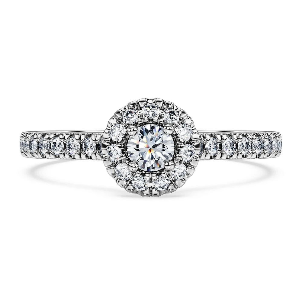 Eternity halo solitaire ring, Lab-grown diamonds 0.45 ct tw, Round shape, Sterling silver by SWAROVSKI