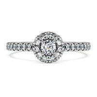 Eternity halo solitaire ring, Lab-grown diamonds 0.45 ct tw, Round shape, Sterling silver by SWAROVSKI