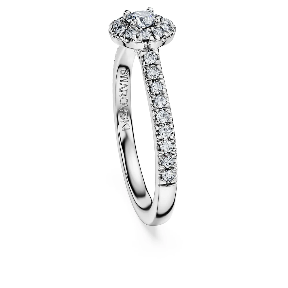 Eternity halo solitaire ring, Lab-grown diamonds 0.45 ct tw, Round shape, Sterling silver by SWAROVSKI