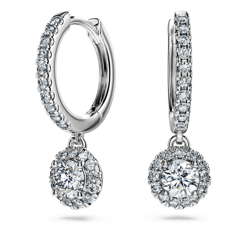 Eternity drop earrings, Lab-grown diamonds 1.1 ct tw, Round shape, 14K white gold by SWAROVSKI