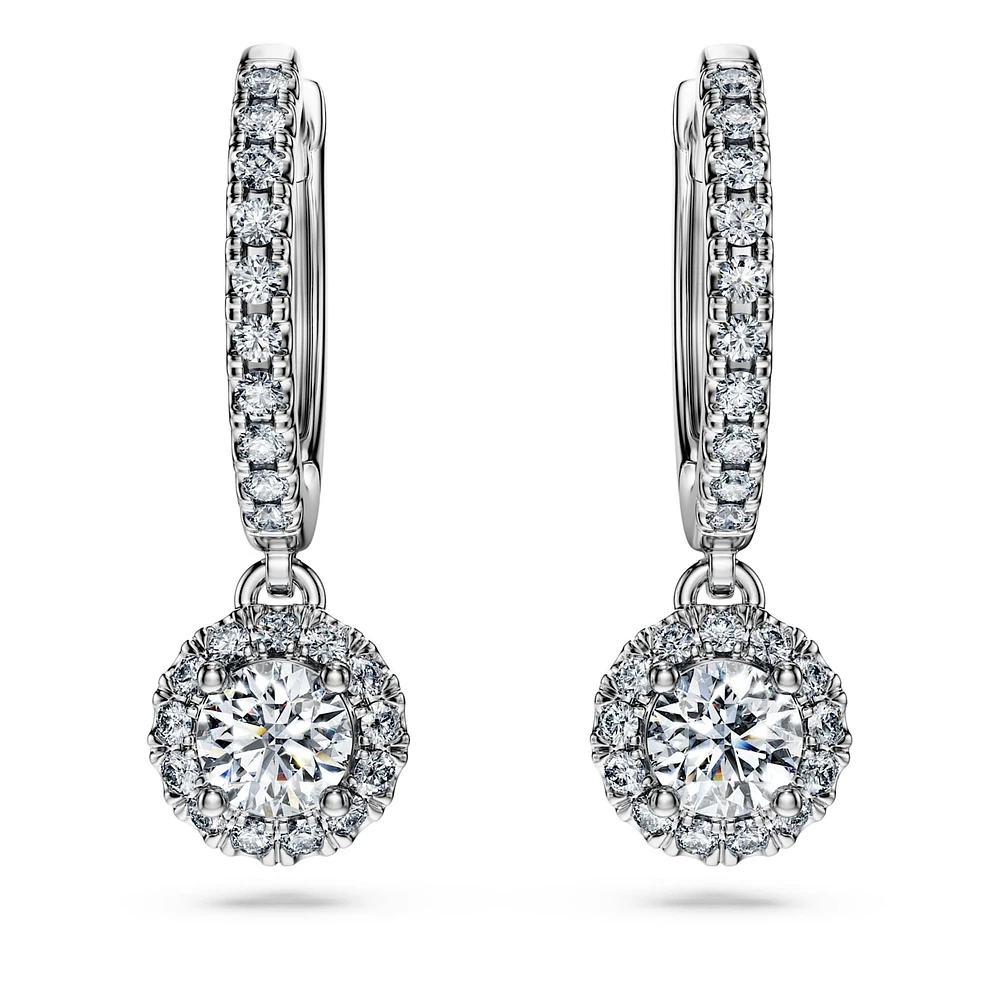 Eternity drop earrings, Lab-grown diamonds 1.1 ct tw, Round shape, 14K white gold by SWAROVSKI