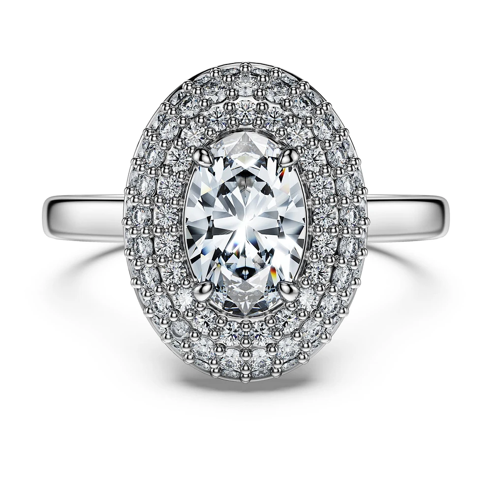 Eternity halo solitaire ring, Lab-grown diamonds 1.5 ct tw, Mixed shapes, 14K white gold by SWAROVSKI