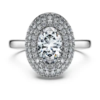 Eternity halo solitaire ring, Lab-grown diamonds 1.5 ct tw, Mixed shapes, 14K white gold by SWAROVSKI