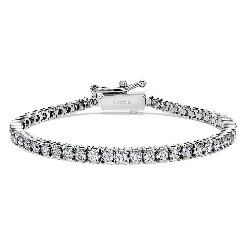 Eternity Tennis bracelet, Lab-grown diamonds 3 ct tw, Round shape, 14K white gold by SWAROVSKI