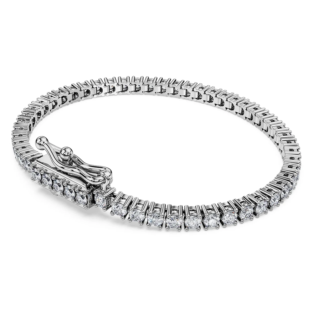 Eternity Tennis bracelet, Lab-grown diamonds 3 ct tw, Round shape, 14K white gold by SWAROVSKI