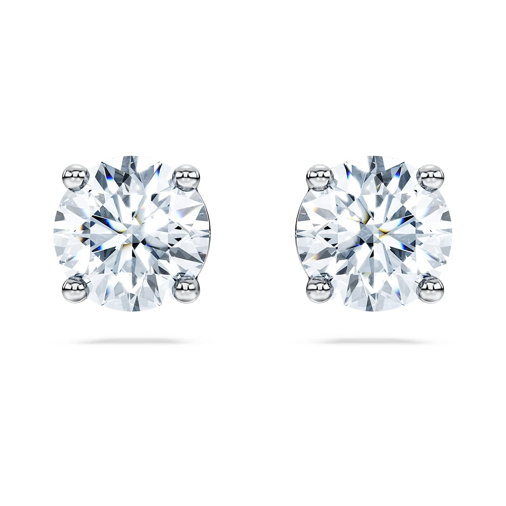 Eternity solitaire stud earrings, Lab-grown diamonds 2 ct tw, Round shape, 14K white gold by SWAROVSKI