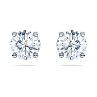 Eternity solitaire stud earrings, Lab-grown diamonds 2 ct tw, Round shape, 14K white gold by SWAROVSKI