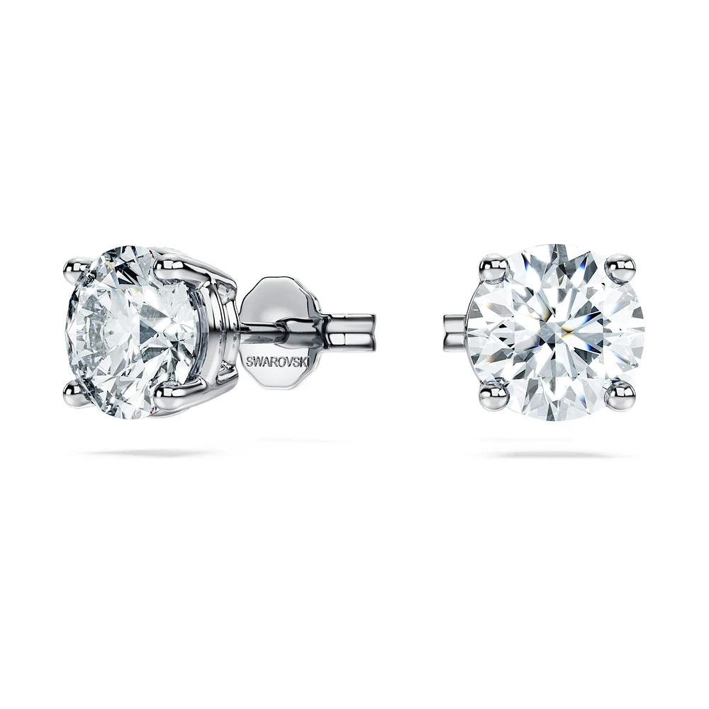 Eternity solitaire stud earrings, Lab-grown diamonds 2 ct tw, Round shape, 14K white gold by SWAROVSKI