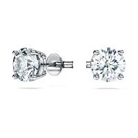 Eternity solitaire stud earrings, Lab-grown diamonds 2 ct tw, Round shape, 14K white gold by SWAROVSKI