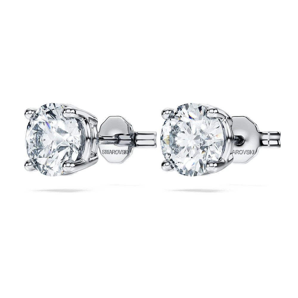 Eternity solitaire stud earrings, Lab-grown diamonds 2 ct tw, Round shape, 14K white gold by SWAROVSKI