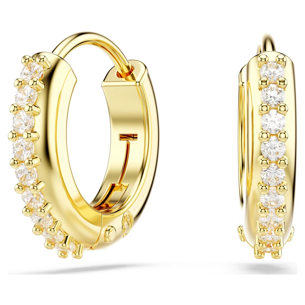Matrix hoop earrings, Round cut, White