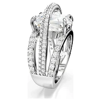 Hyperbola cocktail ring, Mixed cuts, White, Rhodium plated by SWAROVSKI