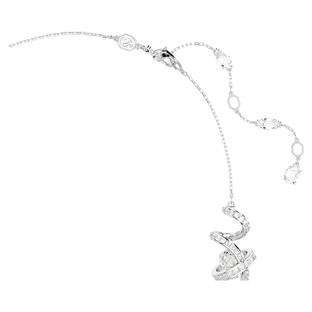 Hyperbola necklace, Mixed cuts, White, Rhodium plated by SWAROVSKI