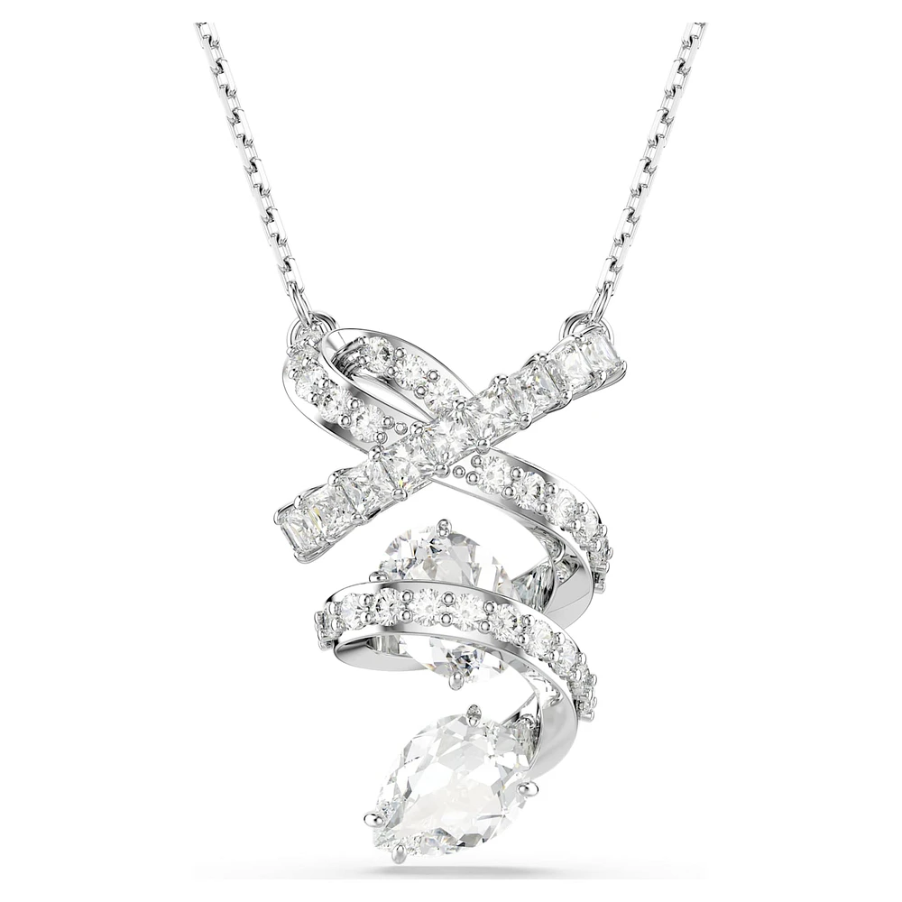 Hyperbola pendant, Mixed cuts, White, Rhodium plated by SWAROVSKI