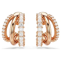 Hyperbola hoop earrings, Mixed cuts, Mini, White, Rose gold-tone plated by SWAROVSKI