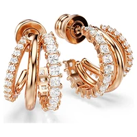 Hyperbola hoop earrings, Mixed cuts, Mini, White, Rose gold-tone plated by SWAROVSKI
