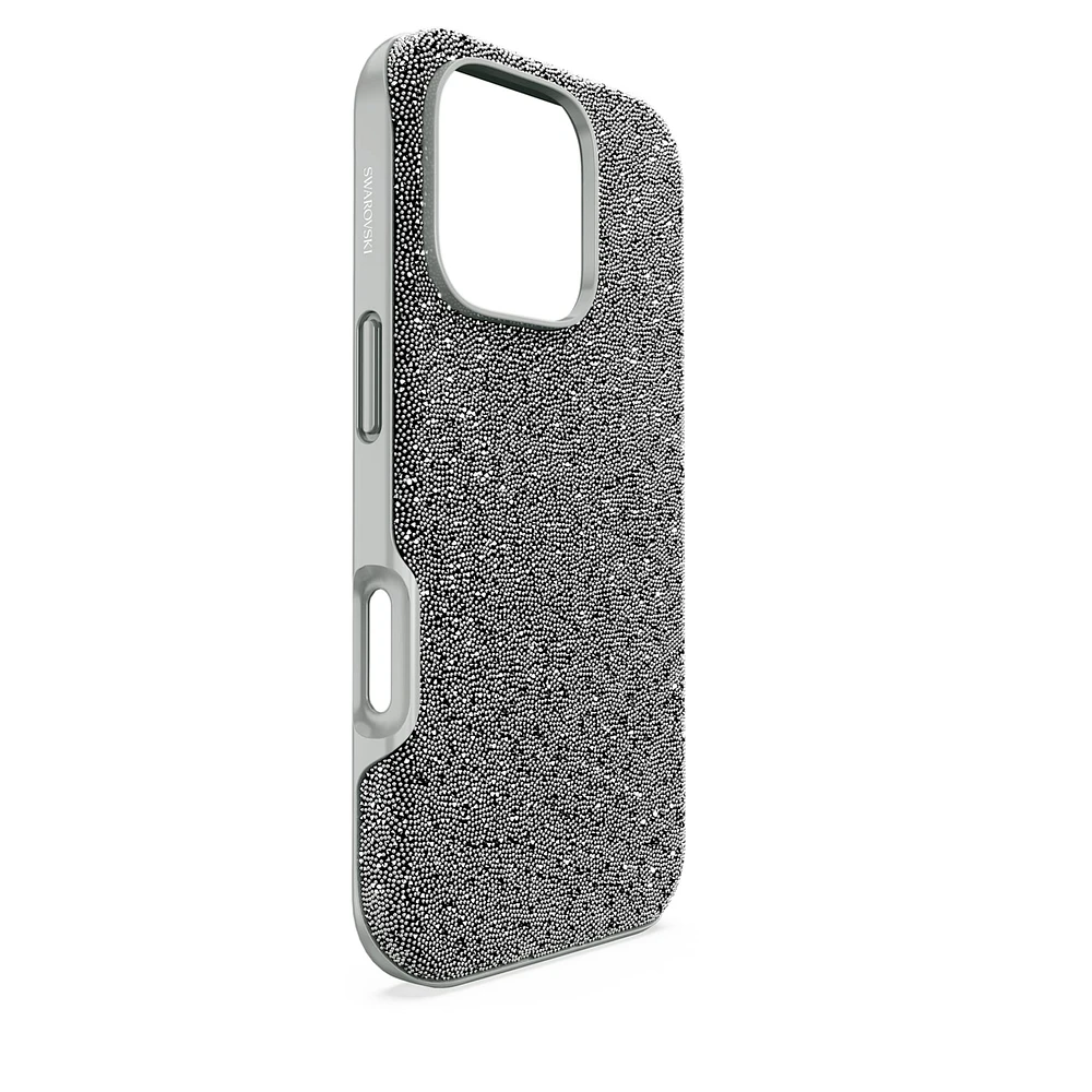 High smartphone case, iPhone® 16 Pro, Silver Tone by SWAROVSKI