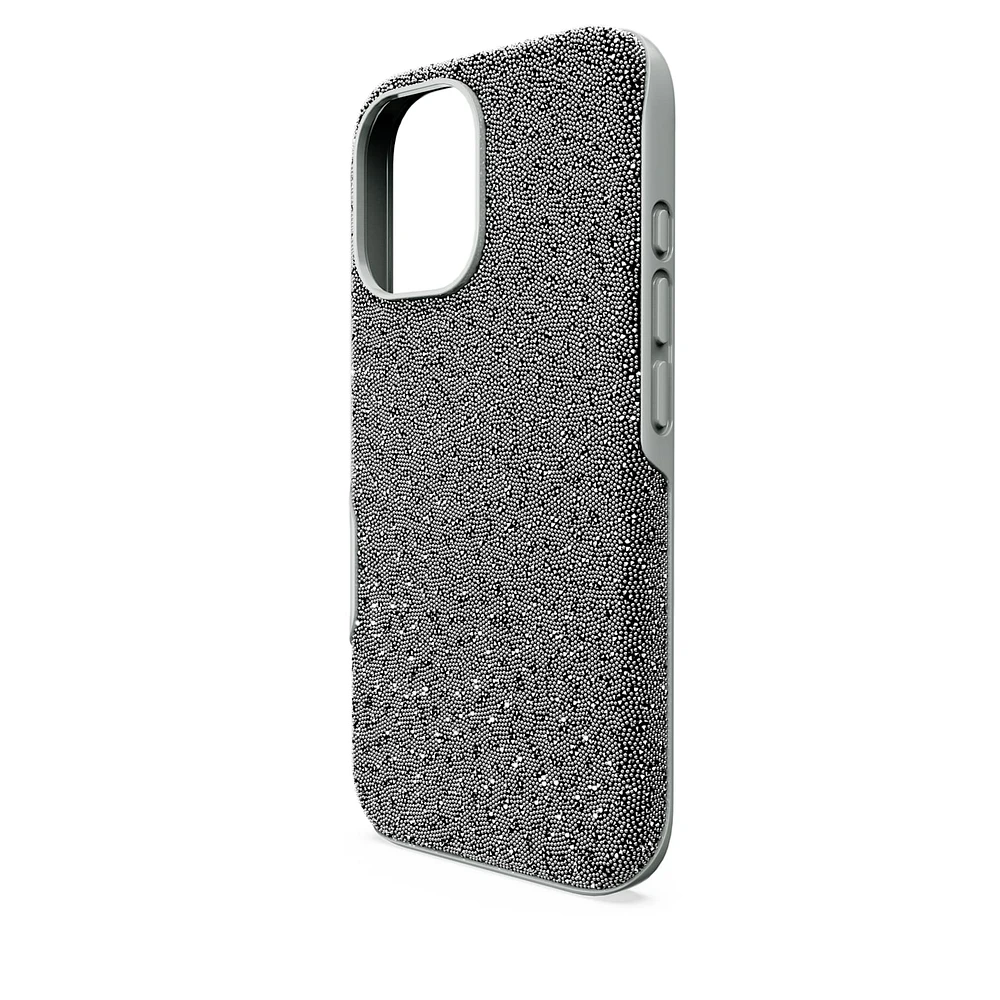 High smartphone case, iPhone® 16, Silver Tone by SWAROVSKI