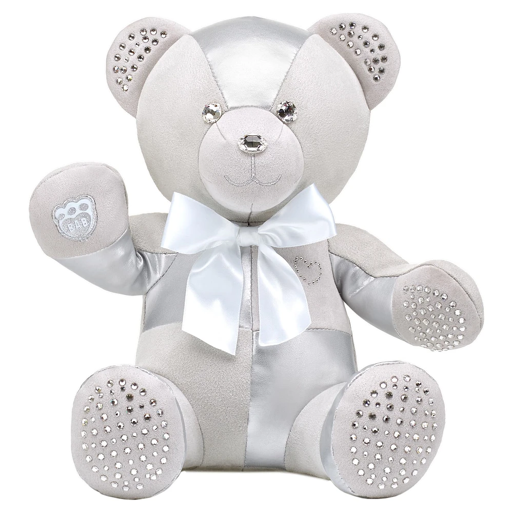 Build-A-Bear Birthstone Bear, Collectible featuring Swarovski® crystals, Teddy bear, April, Silver Tone by SWAROVSKI
