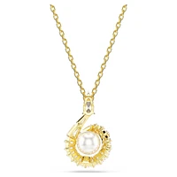 Snake pendant, Crystal pearl, Mixed cuts, Year of the Snake, White, Gold-tone plated by SWAROVSKI