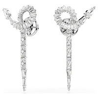 Snake drop earrings, Mixed cuts, Year of the Snake, White, Rhodium plated by SWAROVSKI
