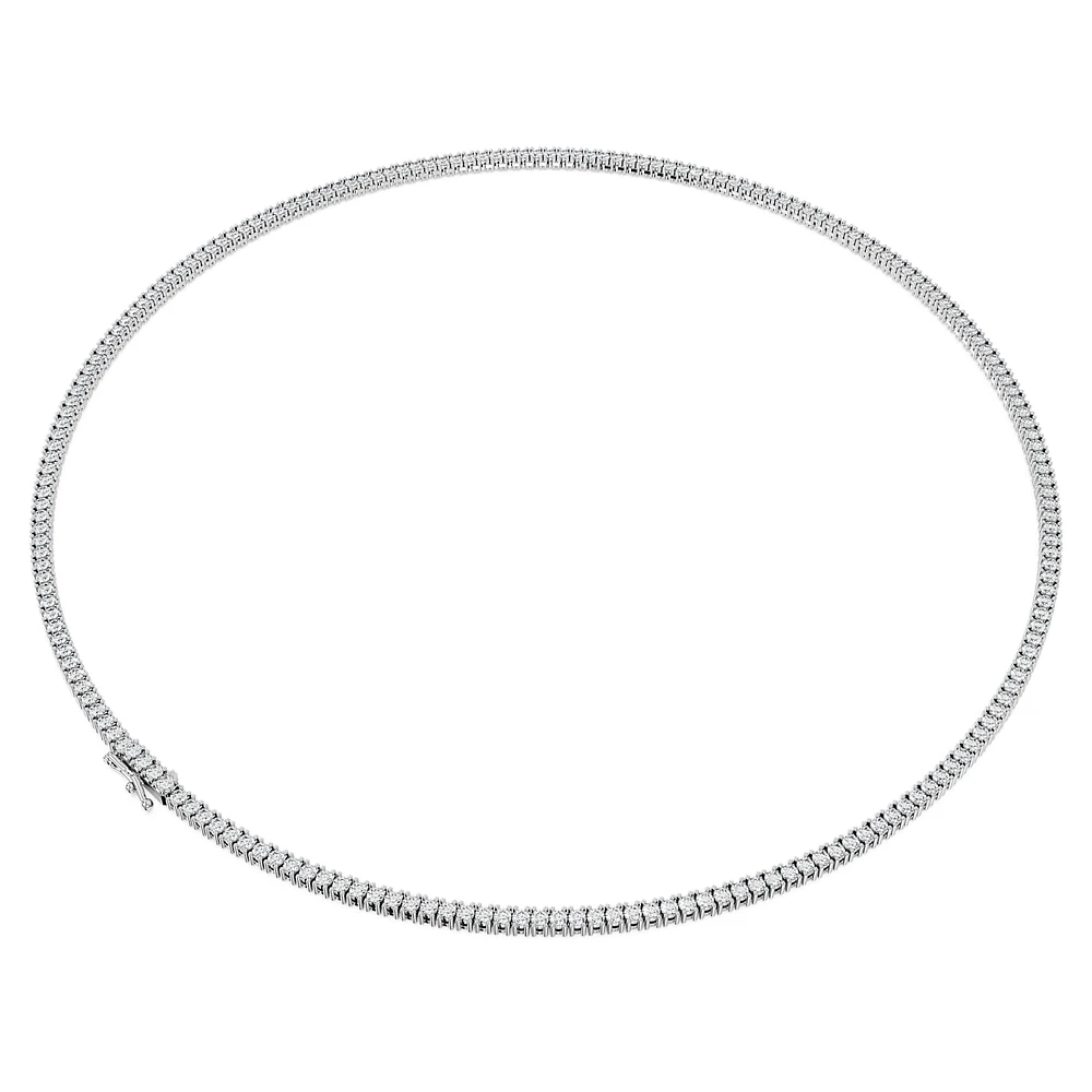 Eternity necklace, Lab-grown diamonds 7 ct tw, Round shape, 14K white gold by SWAROVSKI