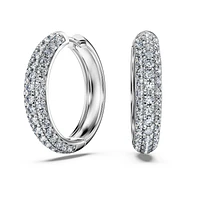 Eternity hoop earrings, Lab-grown diamonds 2 ct tw, Round shape, 14K white gold by SWAROVSKI