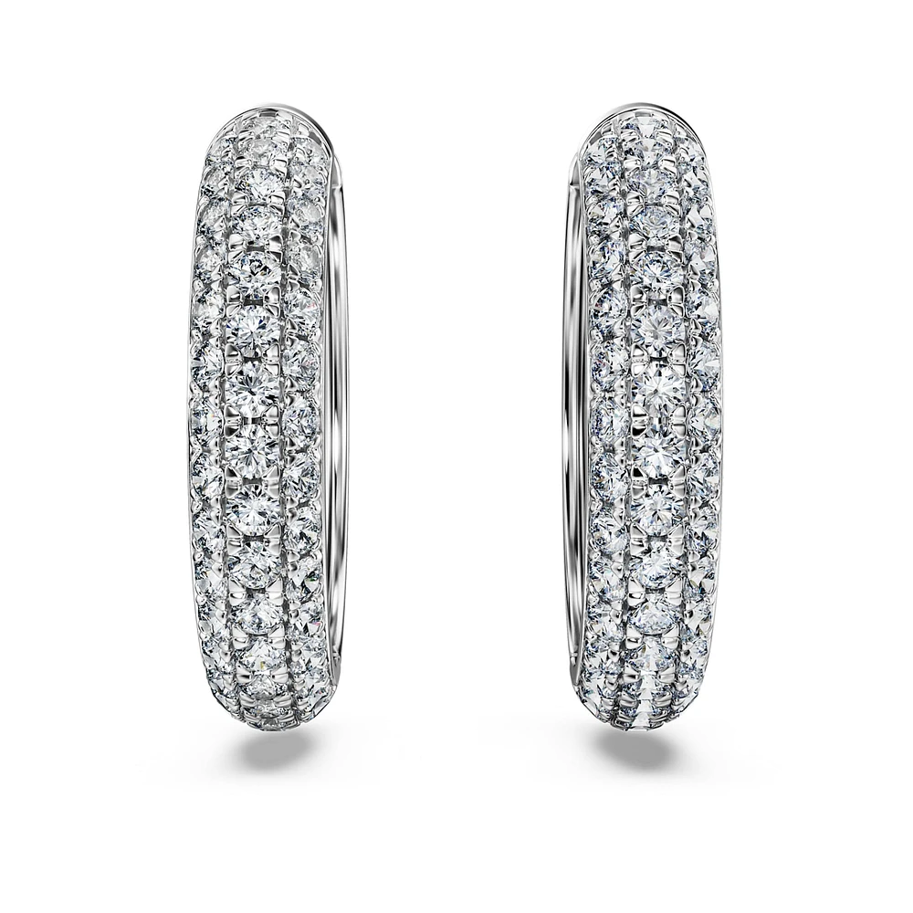Eternity hoop earrings, Lab-grown diamonds 2 ct tw, Round shape, 14K white gold by SWAROVSKI