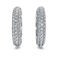 Eternity hoop earrings, Lab-grown diamonds 2 ct tw, Round shape, 14K white gold by SWAROVSKI