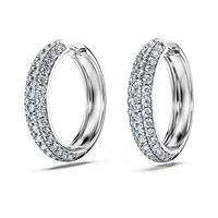 Eternity hoop earrings, Lab-grown diamonds 2 ct tw, Round shape, 14K white gold by SWAROVSKI