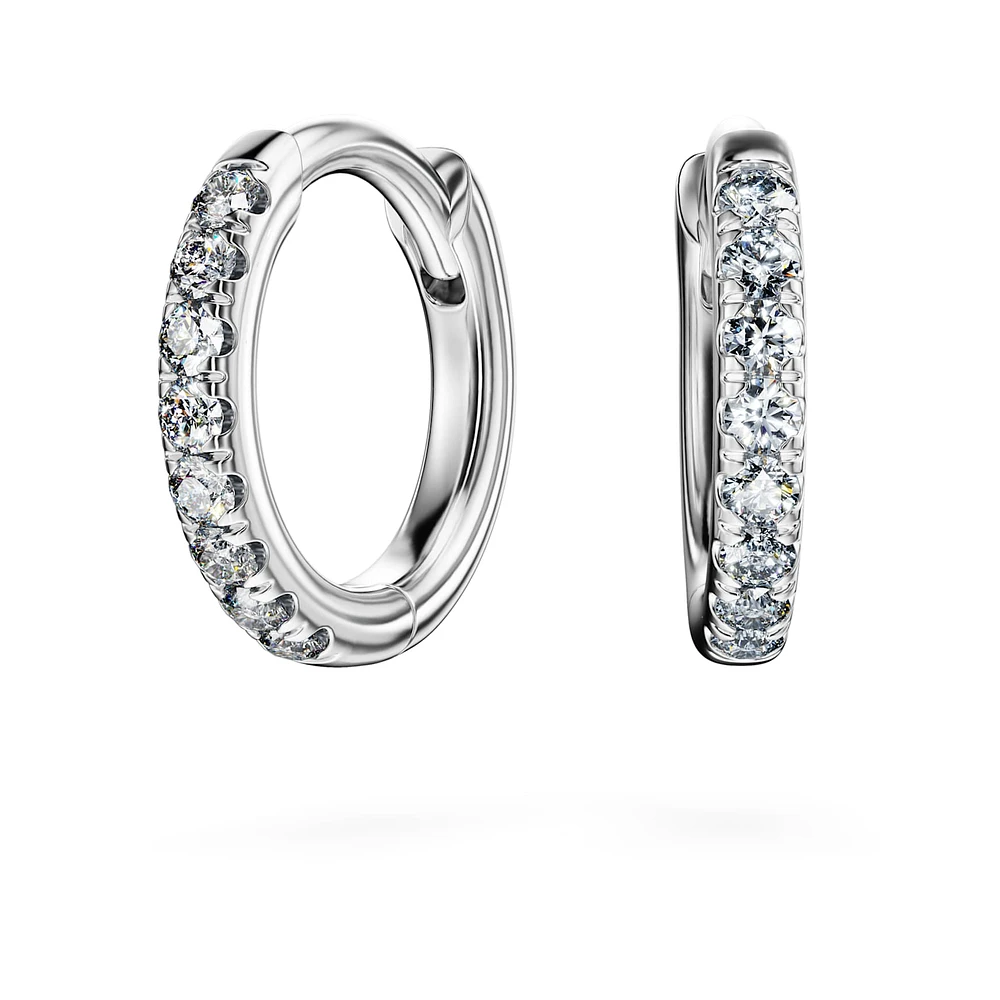 Eternity hoop earrings, Lab-grown diamonds 0.1 ct tw, Round shape, Small, 14K white gold by SWAROVSKI