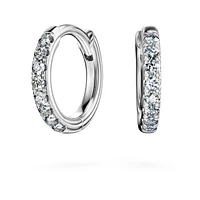 Eternity hoop earrings, Lab-grown diamonds 0.1 ct tw, Round shape, Small, 14K white gold by SWAROVSKI