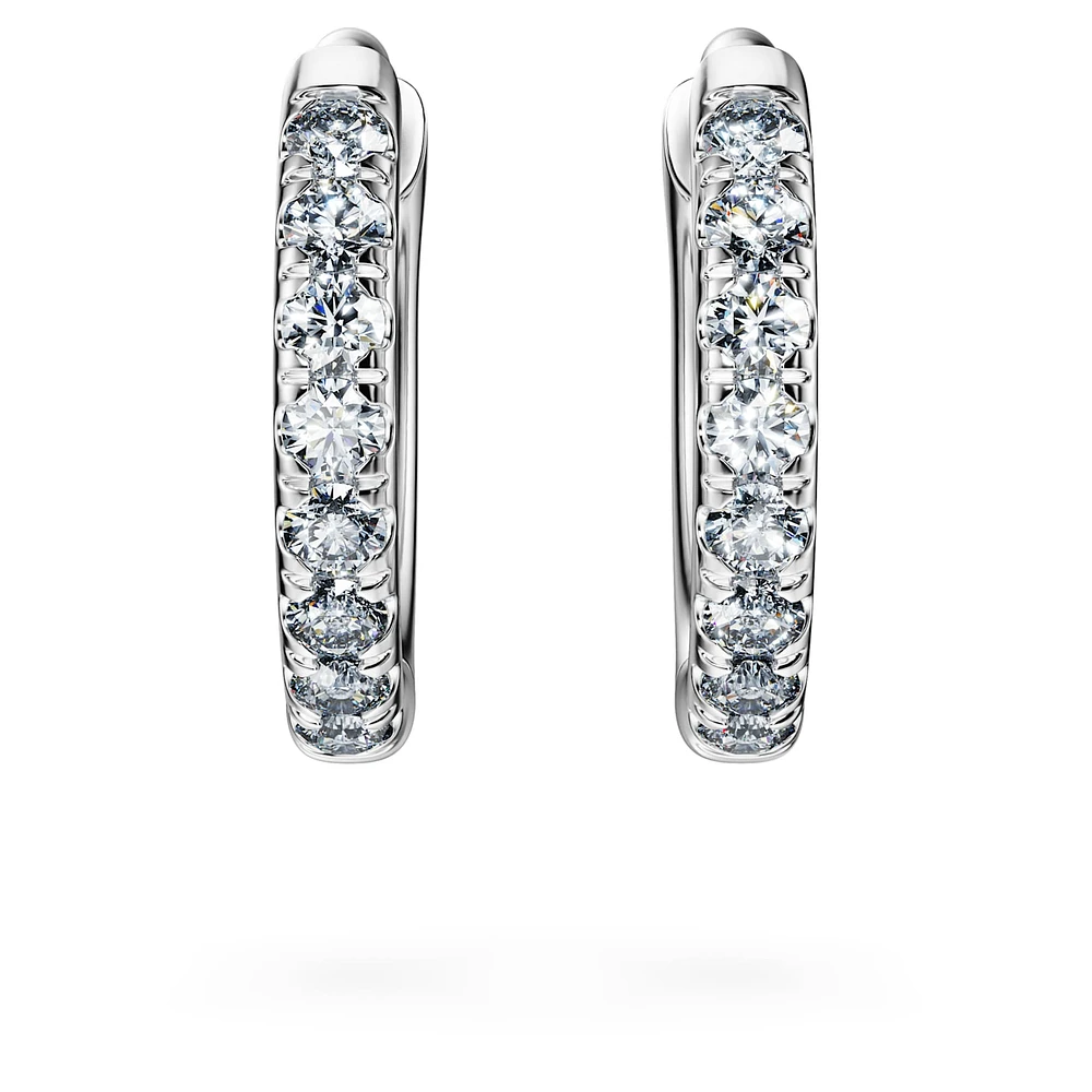 Eternity hoop earrings, Lab-grown diamonds 0.1 ct tw, Round shape, Small, 14K white gold by SWAROVSKI