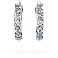 Eternity hoop earrings, Lab-grown diamonds 0.1 ct tw, Round shape, Small, 14K white gold by SWAROVSKI