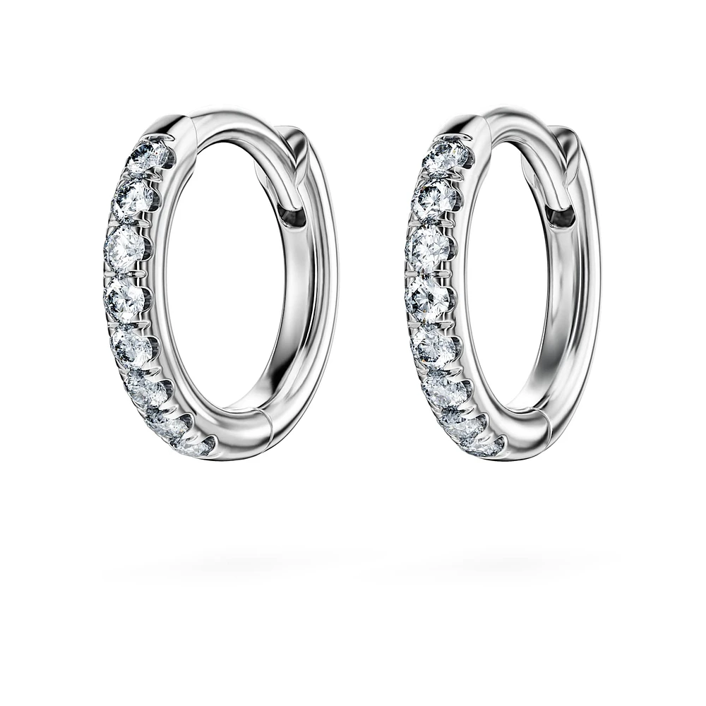 Eternity hoop earrings, Lab-grown diamonds 0.1 ct tw, Round shape, Small, 14K white gold by SWAROVSKI