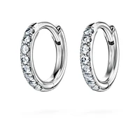 Eternity hoop earrings, Lab-grown diamonds 0.1 ct tw, Round shape, Small, 14K white gold by SWAROVSKI