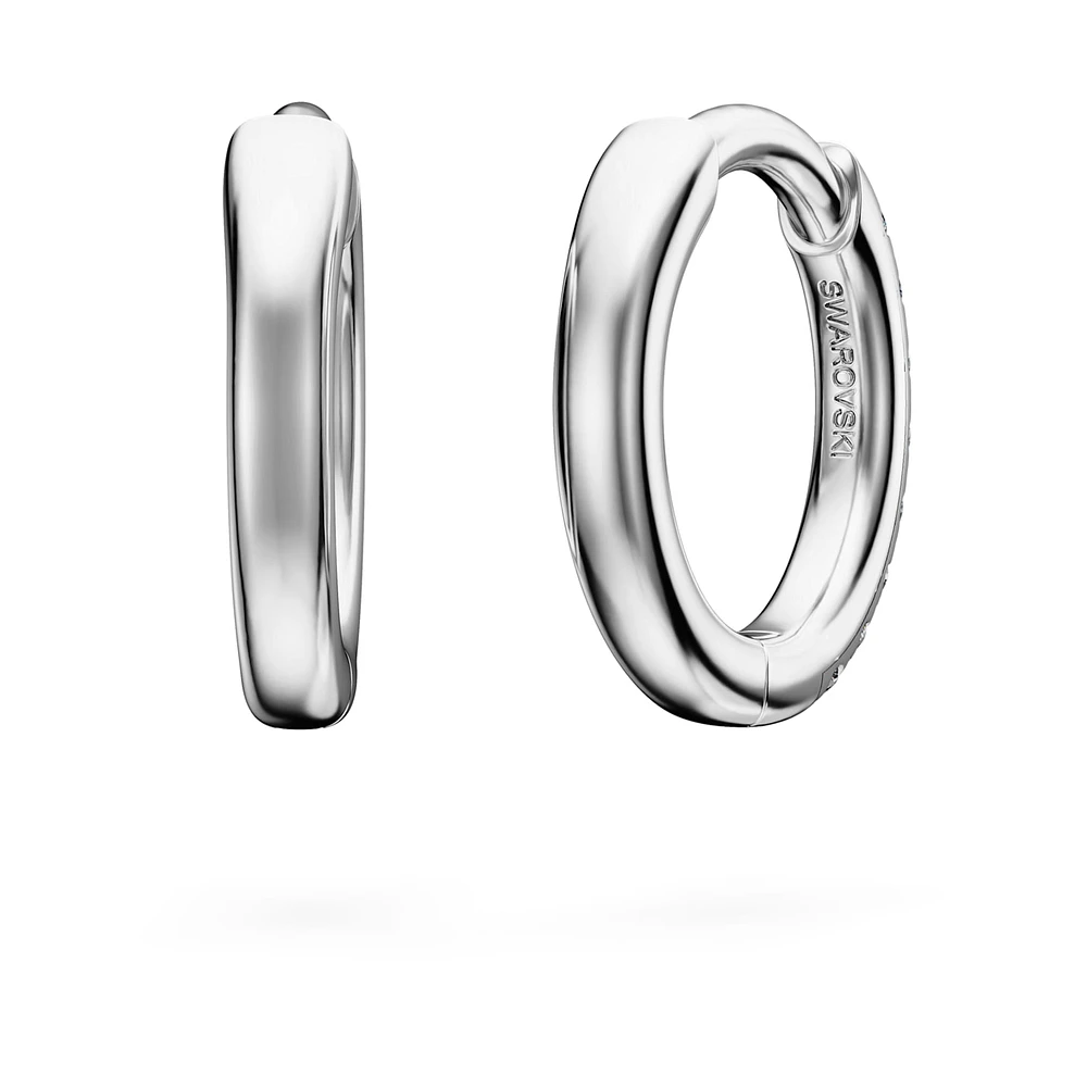 Eternity hoop earrings, Lab-grown diamonds 0.1 ct tw, Round shape, Small, 14K white gold by SWAROVSKI