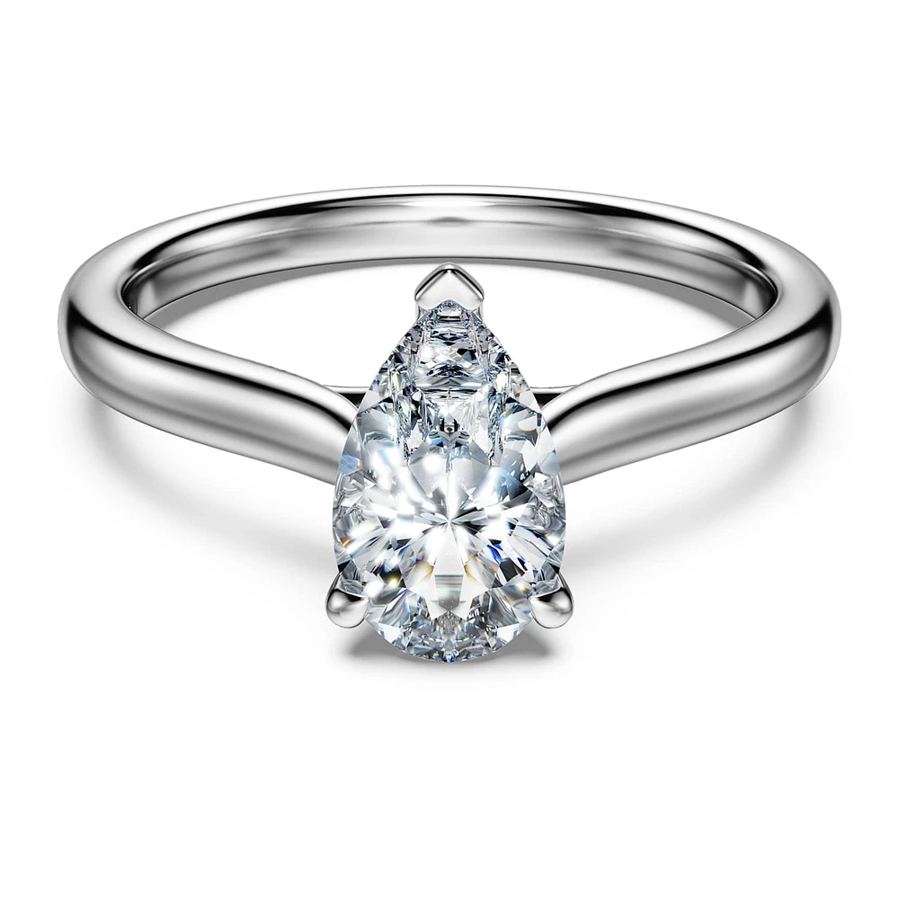 Eternity solitaire ring, Lab-grown diamonds 1 ct tw, Pear shape, 14K white gold by SWAROVSKI