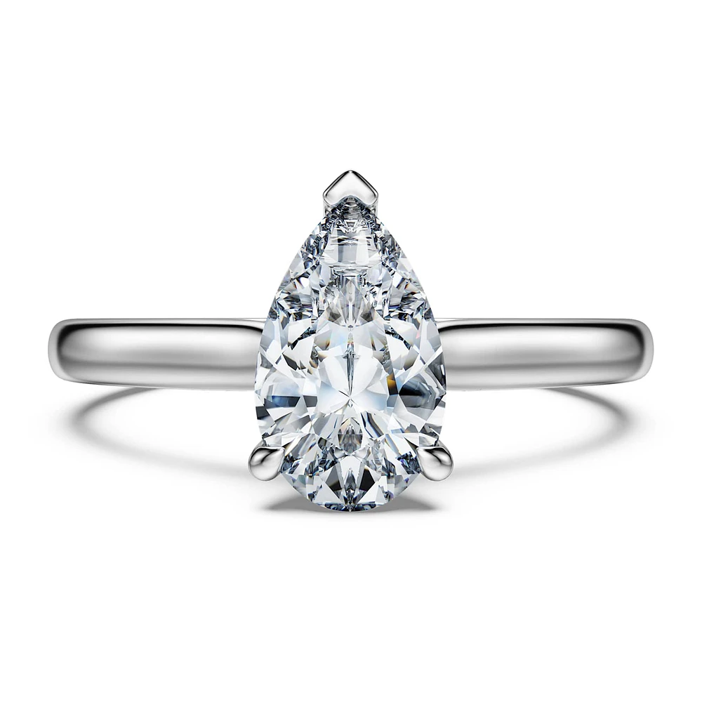 Eternity solitaire ring, Lab-grown diamonds 1 ct tw, Pear shape, 14K white gold by SWAROVSKI