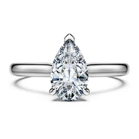 Eternity solitaire ring, Lab-grown diamonds 1 ct tw, Pear shape, 14K white gold by SWAROVSKI