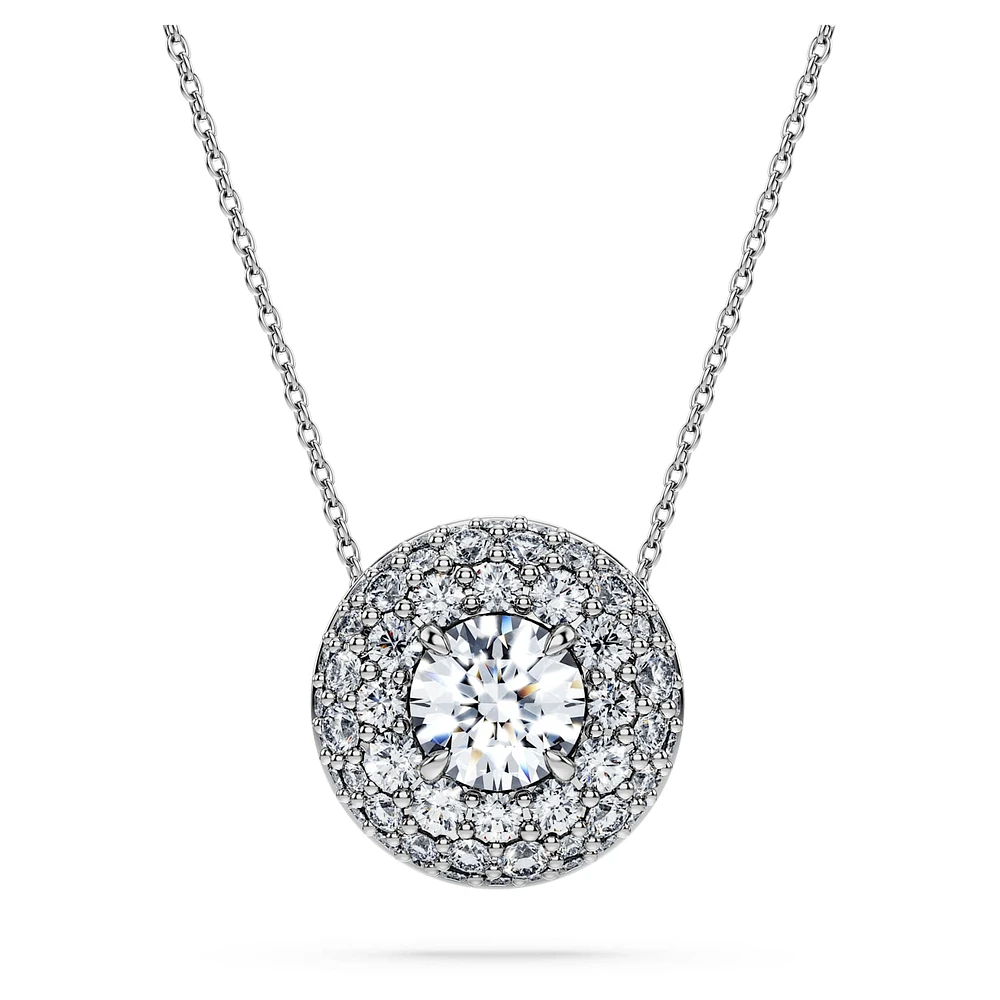 Eternity halo solitaire pendant, Lab-grown diamonds 2 ct tw, Round shape, 14K white gold by SWAROVSKI