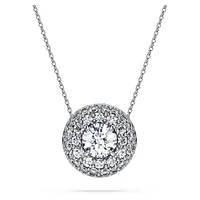 Eternity halo solitaire pendant, Lab-grown diamonds 2 ct tw, Round shape, 14K white gold by SWAROVSKI