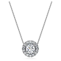 Eternity halo solitaire pendant, Lab-grown diamonds 1 ct tw, Round shape, 14K white gold by SWAROVSKI